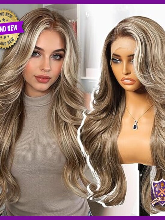 Synthetic Lace Front Wig 26IN Glueless Layered Wave Daily Wear